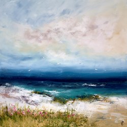 Summer Pinks by Hudson Parkin - Original Painting on Box Canvas sized 39x39 inches. Available from Whitewall Galleries